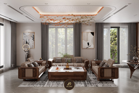  Thiết kế - Thi công nội thất biệt thự gỗ óc chó tại Hồ Tây